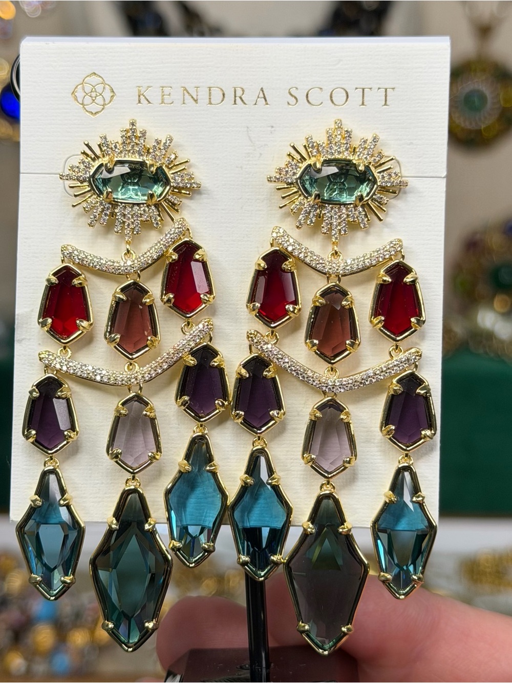 Kendra Scott Alexandria Multi Color Tiered Statement Earrings RETIRED